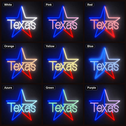 Texas Star LED Neon Sign Garage Man Cave Neon Sign - Shineneon