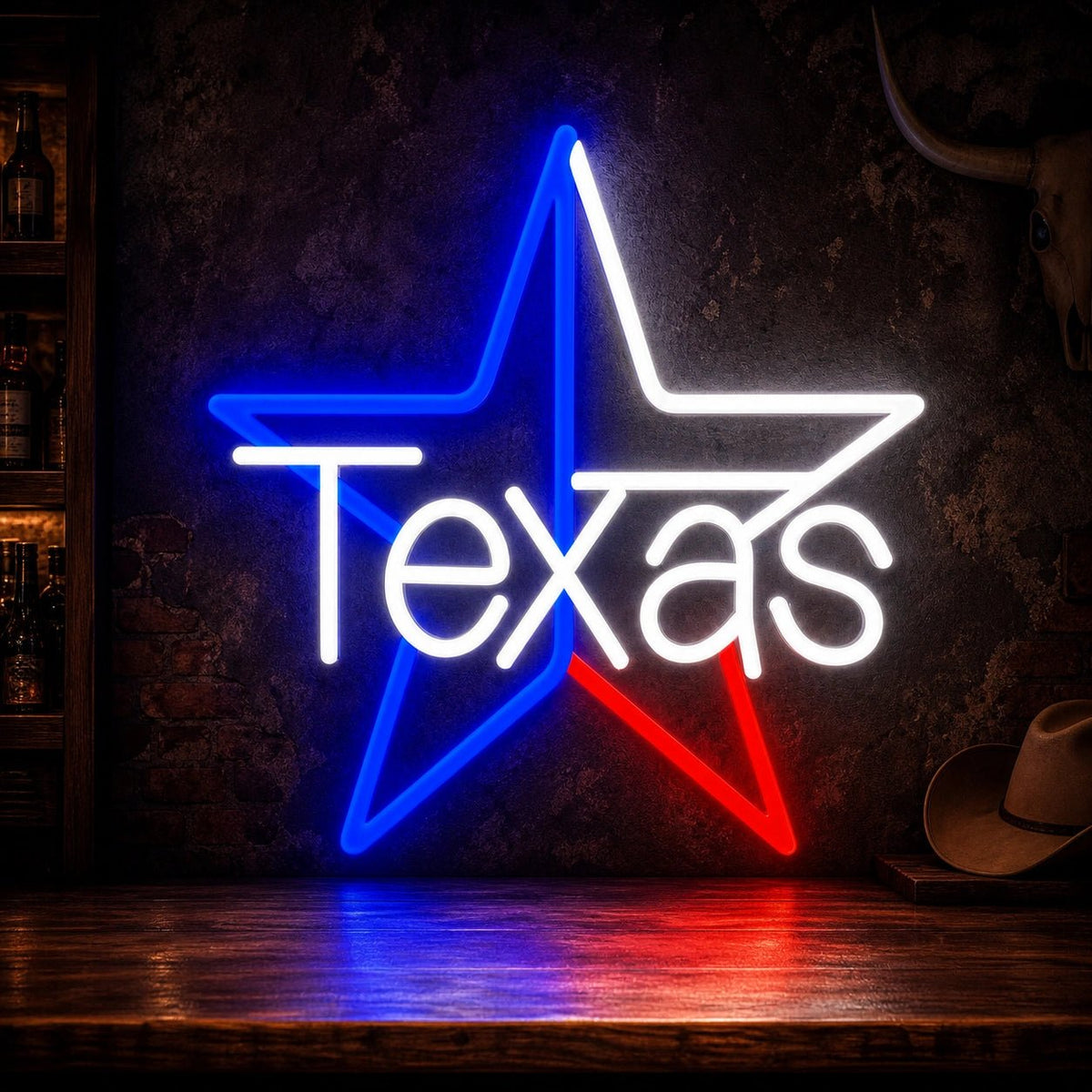 Texas Star LED Neon Sign Garage Man Cave Neon Sign - Shineneon