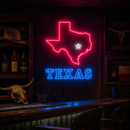 Texas State Map Star Vintage LED Neon Sign real lifestyle scene