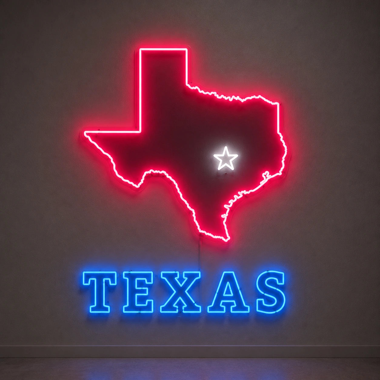 Texas State Map Star Vintage LED Neon Sign size image