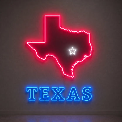 Texas State Map Star Vintage LED Neon Sign size image