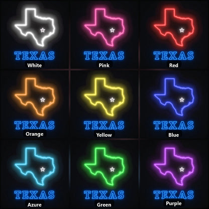 Texas State Map Star Vintage LED Neon Sign color grid