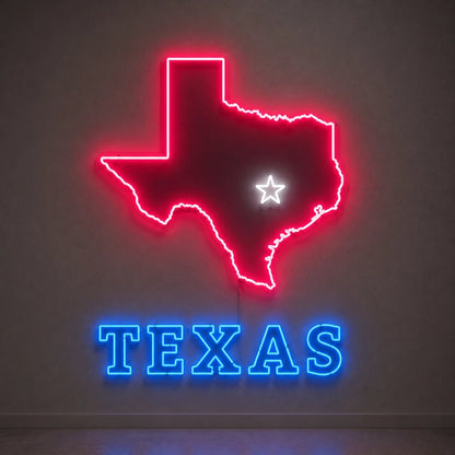 Texas State Map Star Vintage LED Neon Sign - Shineneon