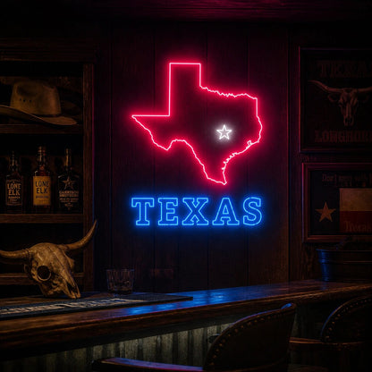 Texas State Map Star Vintage LED Neon Sign - Shineneon