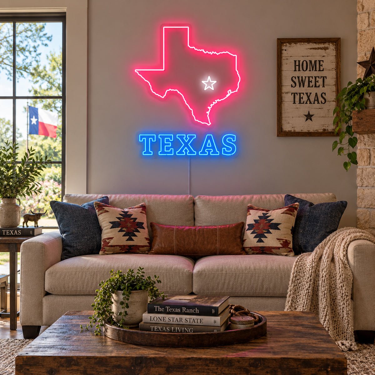 Texas State Map Star Vintage LED Neon Sign Garage Neon Sign - Shineneon