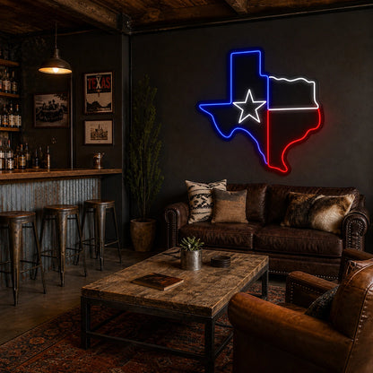Texas State Outline Vintage LED Neon Sign real lifestyle scene