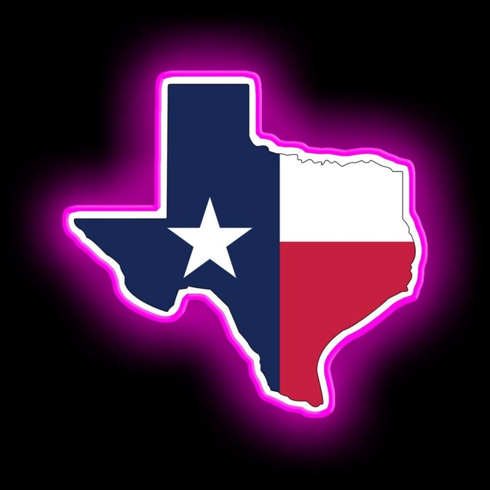Texas State Outline With Flag Neon Sign - Shineneon