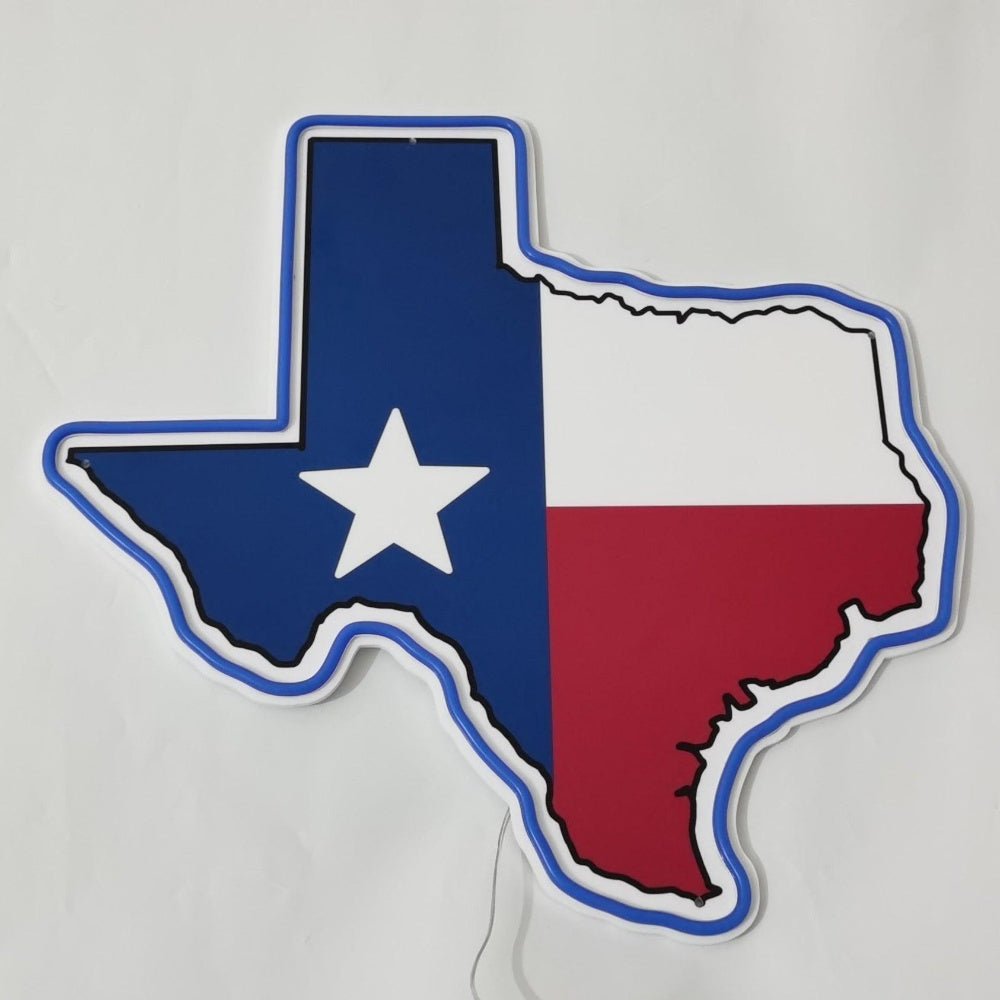 Texas State Outline With Flag Neon Sign - Shineneon