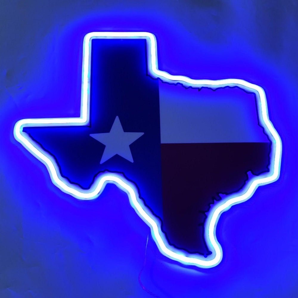 Texas State Outline With Flag Neon Sign - Shineneon
