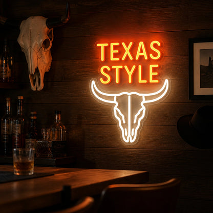Texas Style Bull Skull Vintage LED Neon Sign real lifestyle scene