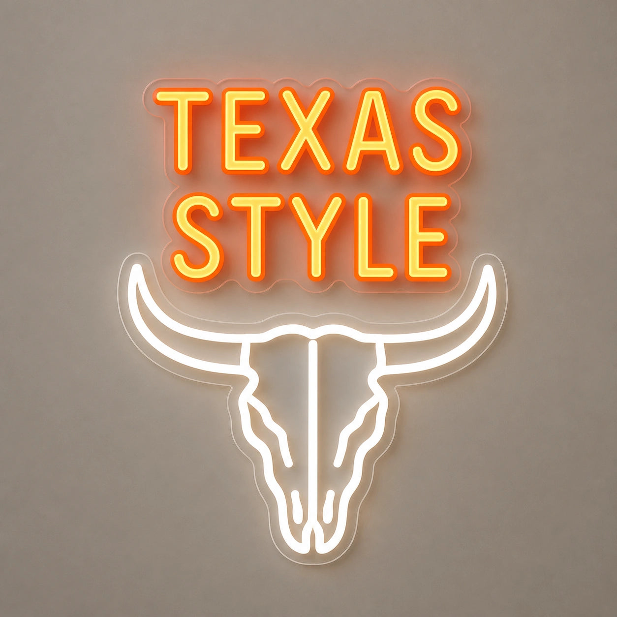 Texas Style Bull Skull Vintage LED Neon Sign size image