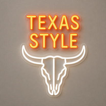 Texas Style Bull Skull Vintage LED Neon Sign size image