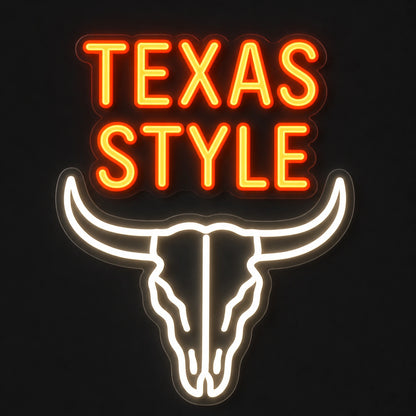 Texas Style Bull Skull Vintage LED Neon Sign main product image