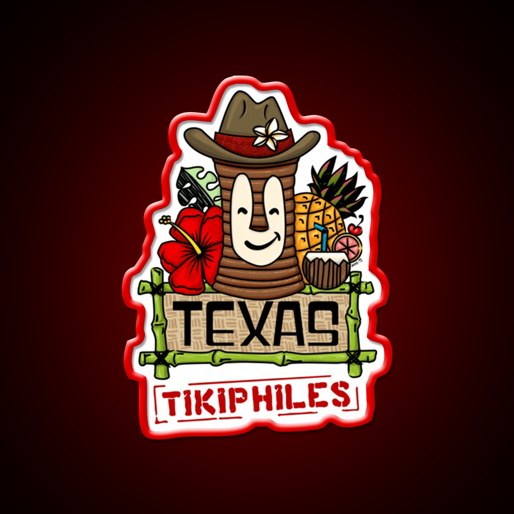 Texas Tikiphiles Logo Cocktail Bar Decor Led Neon Sign Rgb Color - Shineneon