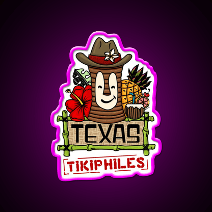 Texas Tikiphiles Logo Cocktail Bar Decor Led Neon Sign Rgb Color - Shineneon