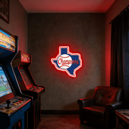 Texas USB LED Neon Signs Longhorn & Garage Baseball Wall Decor - Shineneon