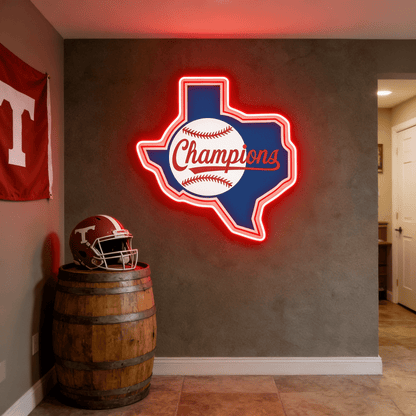 Texas USB LED Neon Signs Longhorn & Garage Baseball Wall Decor - Shineneon