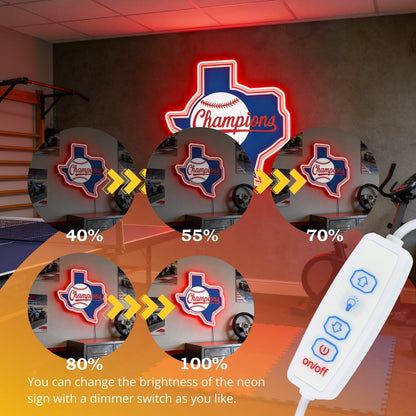 Texas USB LED Neon Signs Longhorn & Garage Baseball Wall Decor - Shineneon
