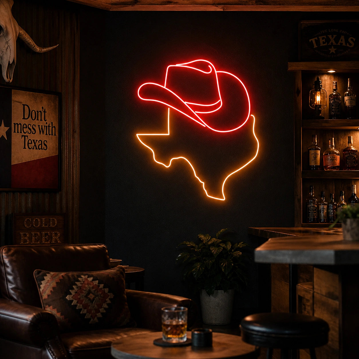 Texas Word Vintage LED Neon Sign real lifestyle scene