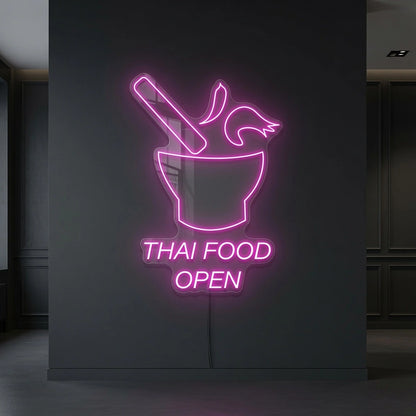Thai Food Open LED Neon Sign - 04 Size Image