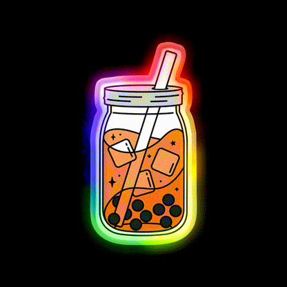 Thai Tea Boba Snack Food Led Neon Sign Rgb Color - LED neon sign close-up detail