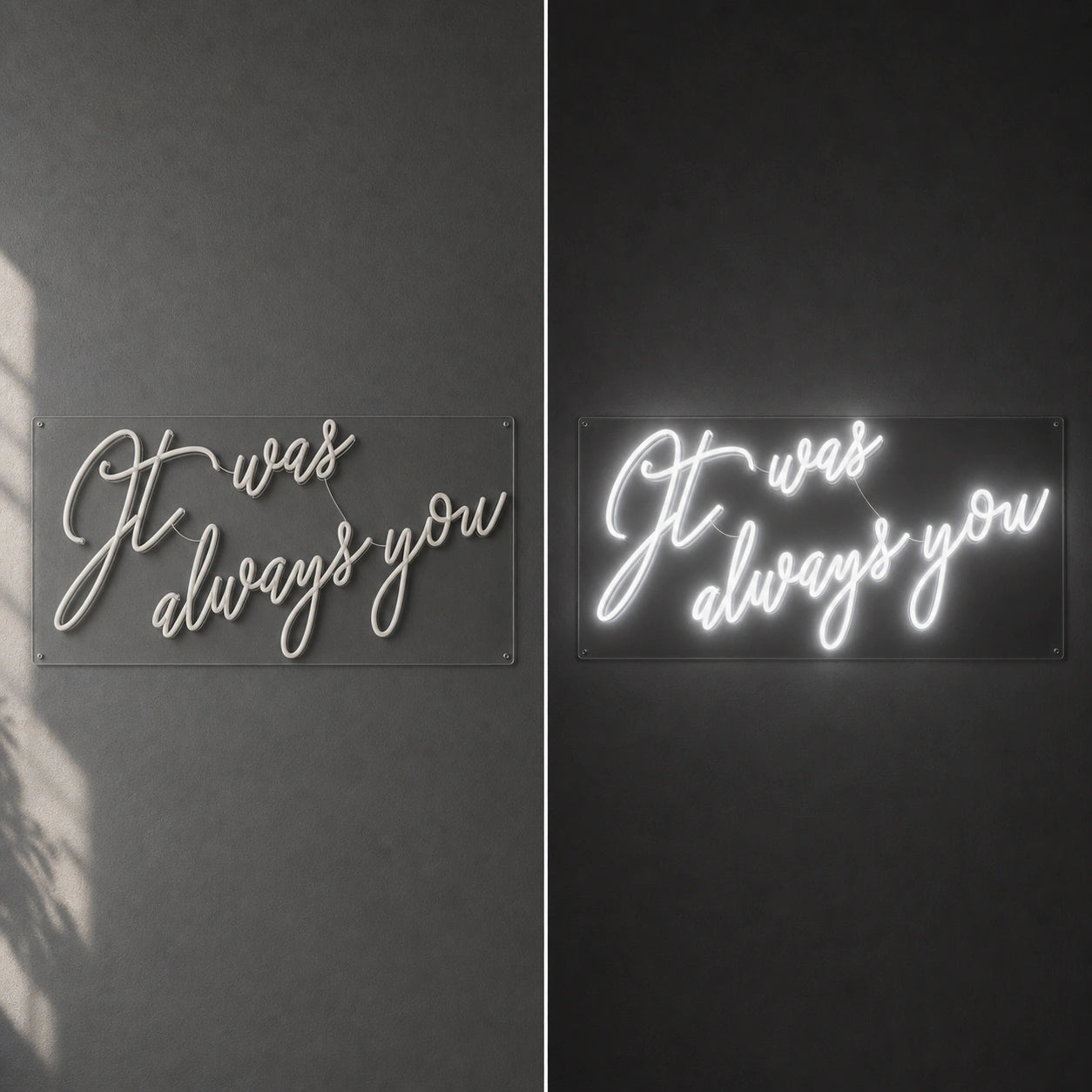 Thank Always You LED Neon Sign Garage Man Cave Neon Sign day and night comparison