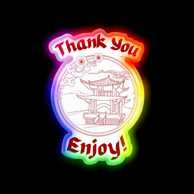 Thank You Enjoy Led Neon Sign Chinese Food Rgb Color