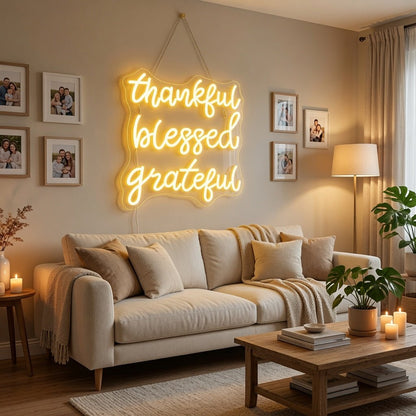 Thankful Blessed Grateful LED Neon Sign - Shineneon