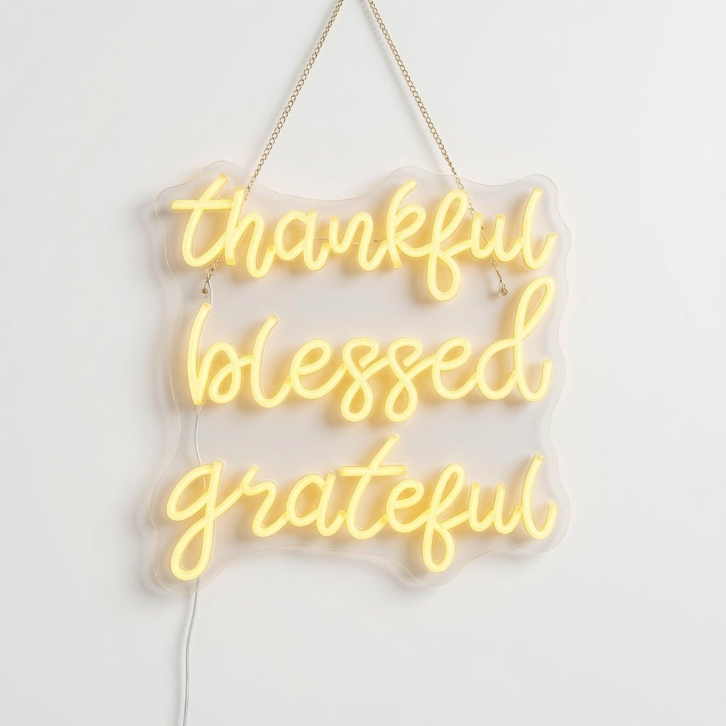 Thankful Blessed Grateful LED Neon Sign - Shineneon