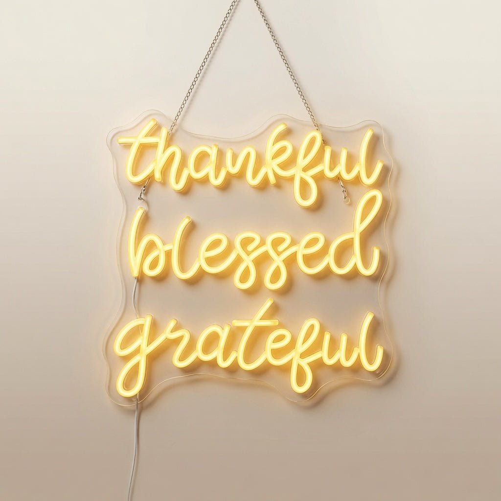 Thankful Blessed Grateful LED Neon Sign - Shineneon