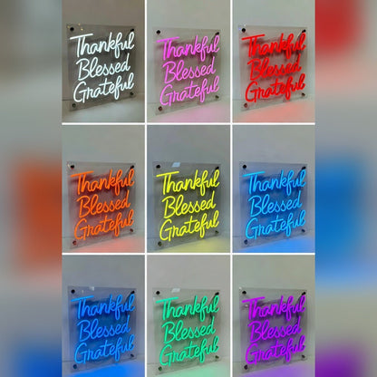 Thankful Blessed Grateful LED Neon Sign - Shineneon