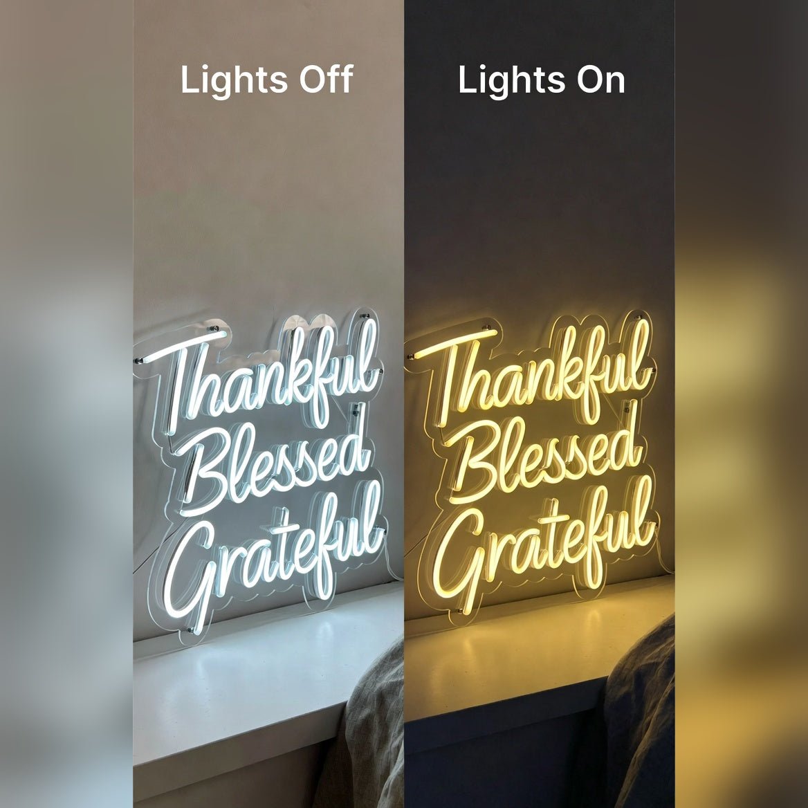 Thankful Blessed Grateful LED Neon Sign - Shineneon