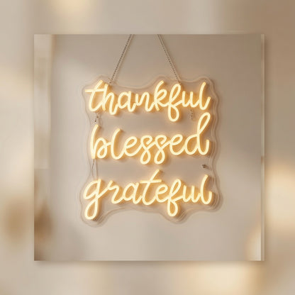 Thankful Blessed Grateful LED Neon Sign Home Wall Art - 02 High-Converting Product Image