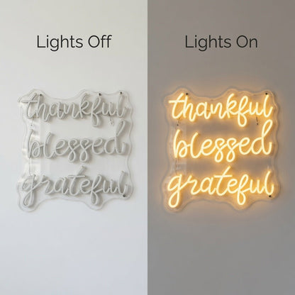 Thankful Blessed Grateful LED Neon Sign Home Wall Art - Shineneon