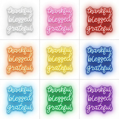 Thankful Blessed Grateful LED Neon Sign Home Wall Art - Shineneon