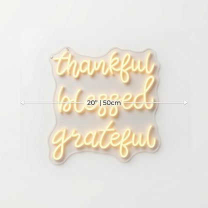 Thankful Blessed Grateful LED Neon Sign Home Wall Art - Shineneon
