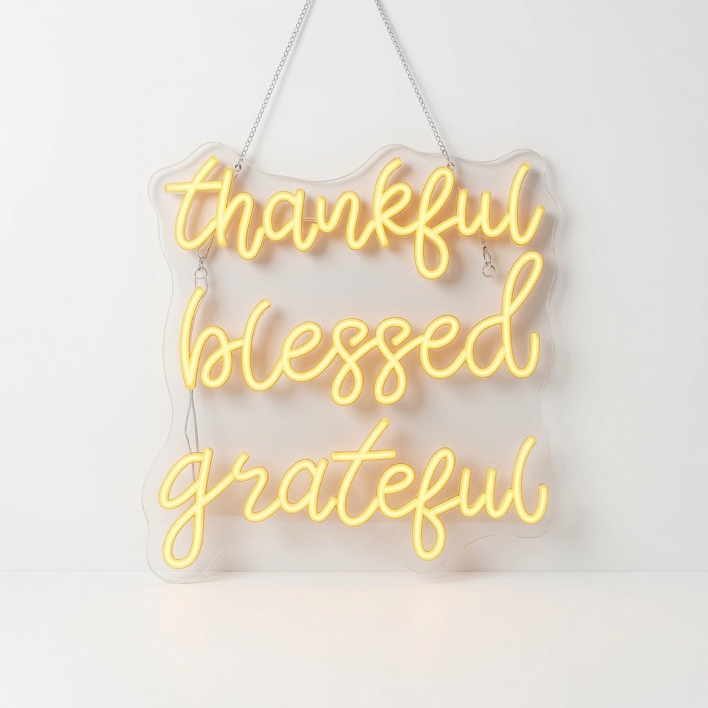 Thankful Blessed Grateful LED Neon Sign Home Wall Art - Shineneon