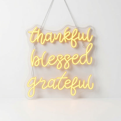 Thankful Blessed Grateful LED Neon Sign Home Wall Art - Shineneon