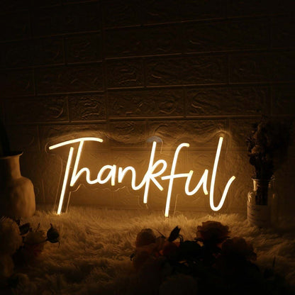 Thankful Yellow Led Neon Sign - Shineneon