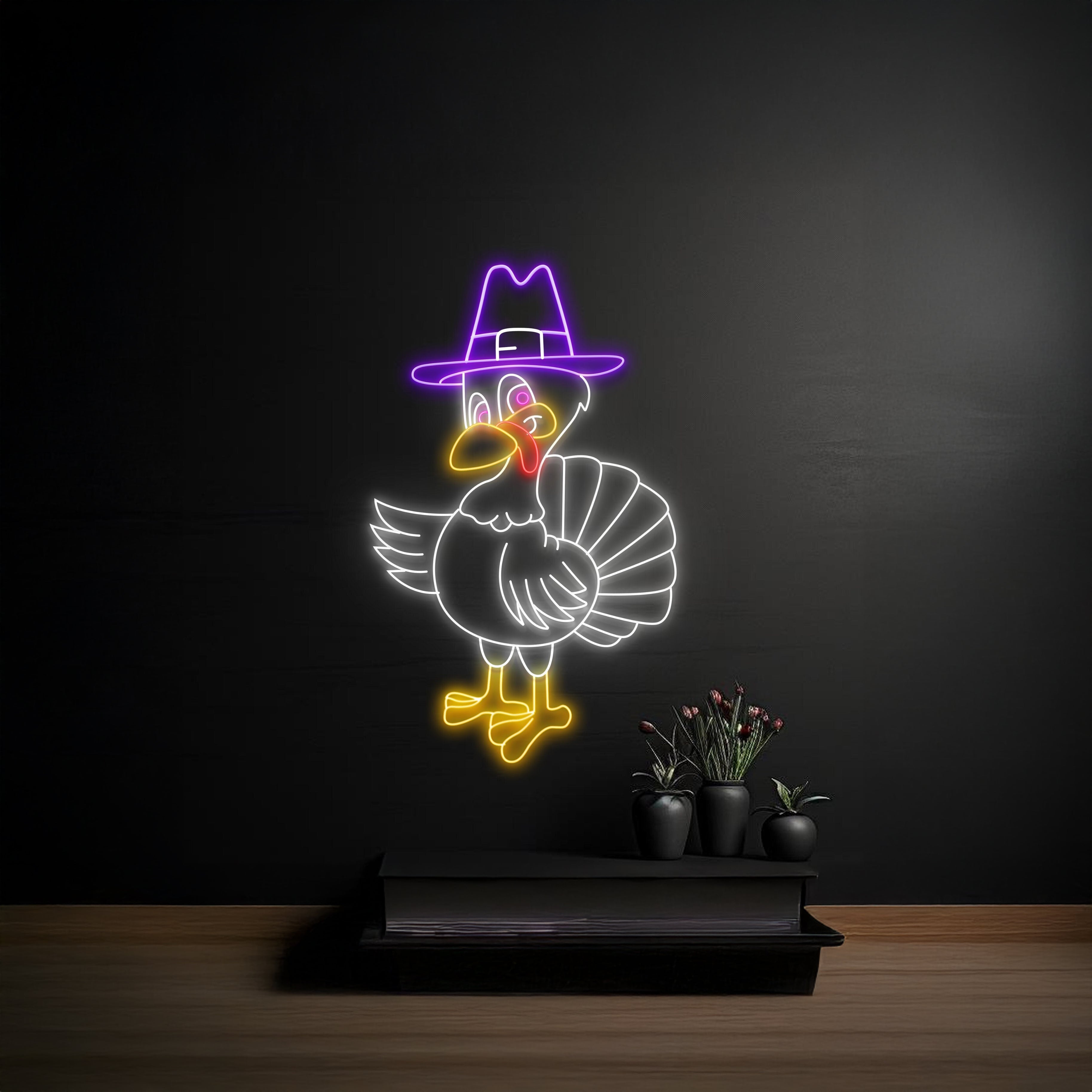 Thanksgiving Turkey Led Light Witch Hat Wall Decor | Shineneon