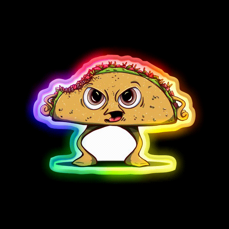 Thats One Angry Taco Led Neon Sign Mexican Food Sign Rgb Color - LED neon sign close-up detail
