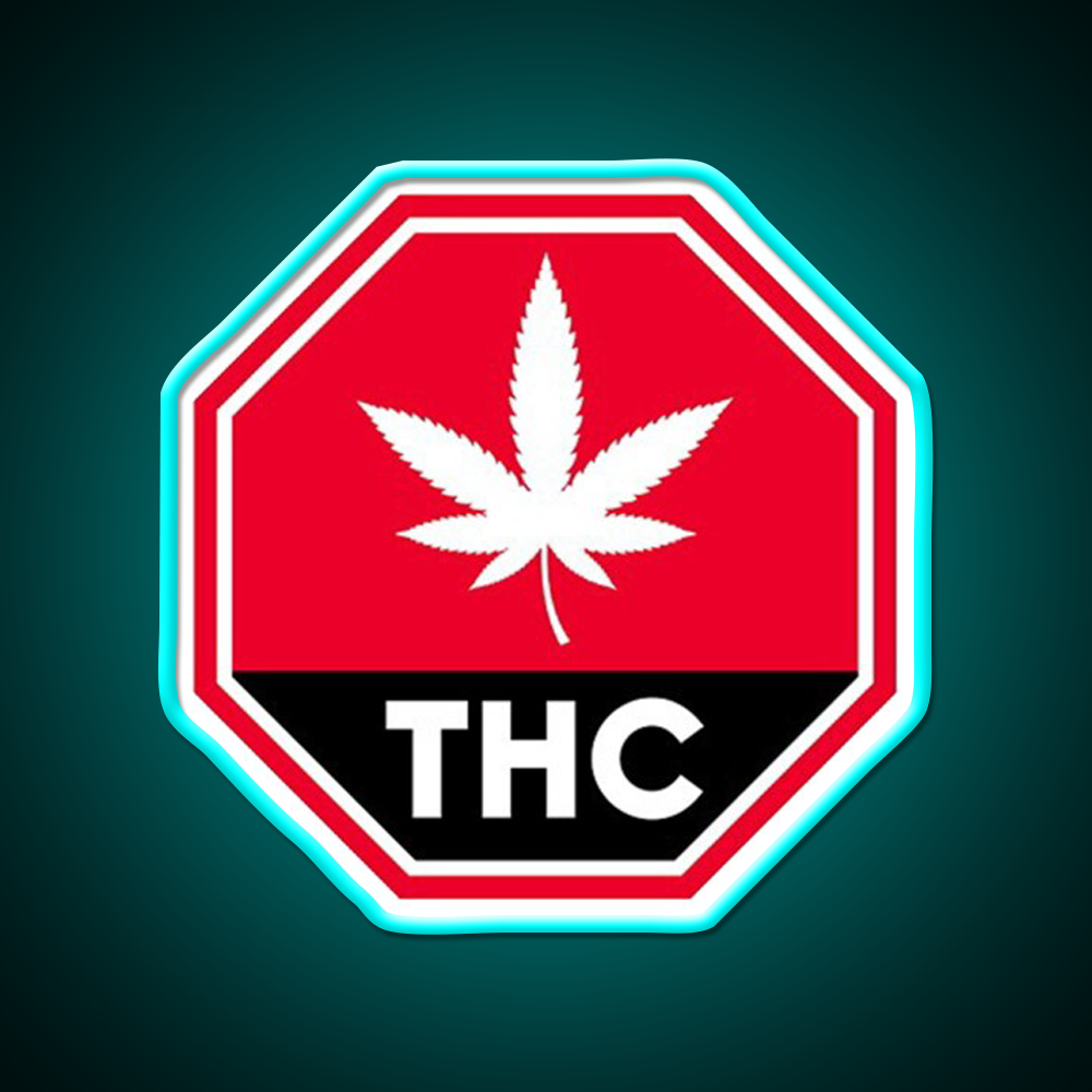 Thc Canada Warning Hemp Inspired Green Leaf Led Neon Sign Rgb Color - Size and dimension reference