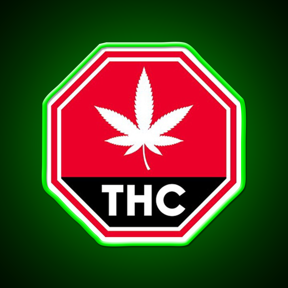 Thc Canada Warning Hemp Inspired Green Leaf Led Neon Sign Rgb Color - LED neon sign view 8