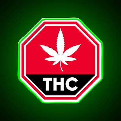 Thc Canada Warning Hemp Inspired Green Leaf Led Neon Sign Rgb Color - Shineneon