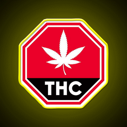 Thc Canada Warning Hemp Inspired Green Leaf Led Neon Sign Rgb Color - Custom LED neon sign front view