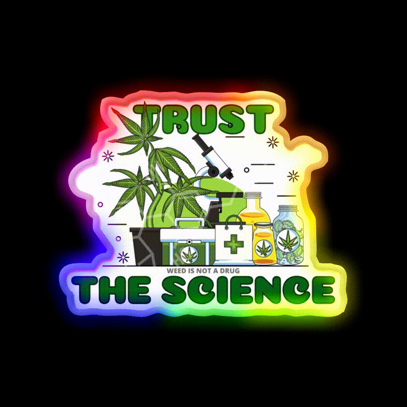 Thc Science Hemp Inspired Green Leaf Led Neon Sign Rgb Color - LED neon sign close-up detail