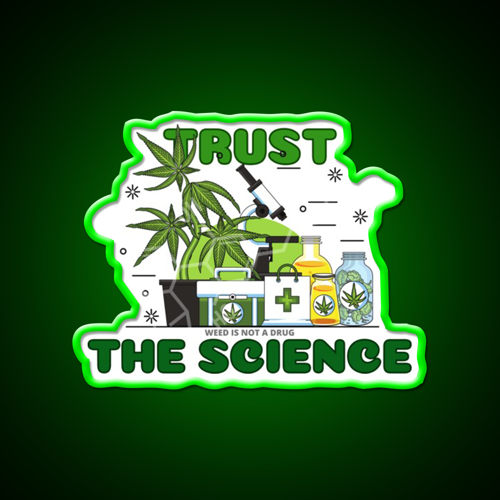 Thc Science Hemp Inspired Green Leaf Led Neon Sign Rgb Color - LED neon sign view 8