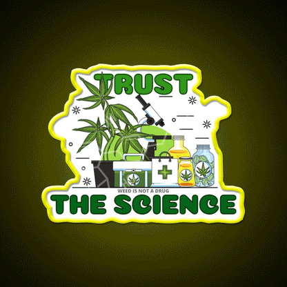 Thc Science Hemp Inspired Green Leaf Led Neon Sign Rgb Color - Custom LED neon sign front view