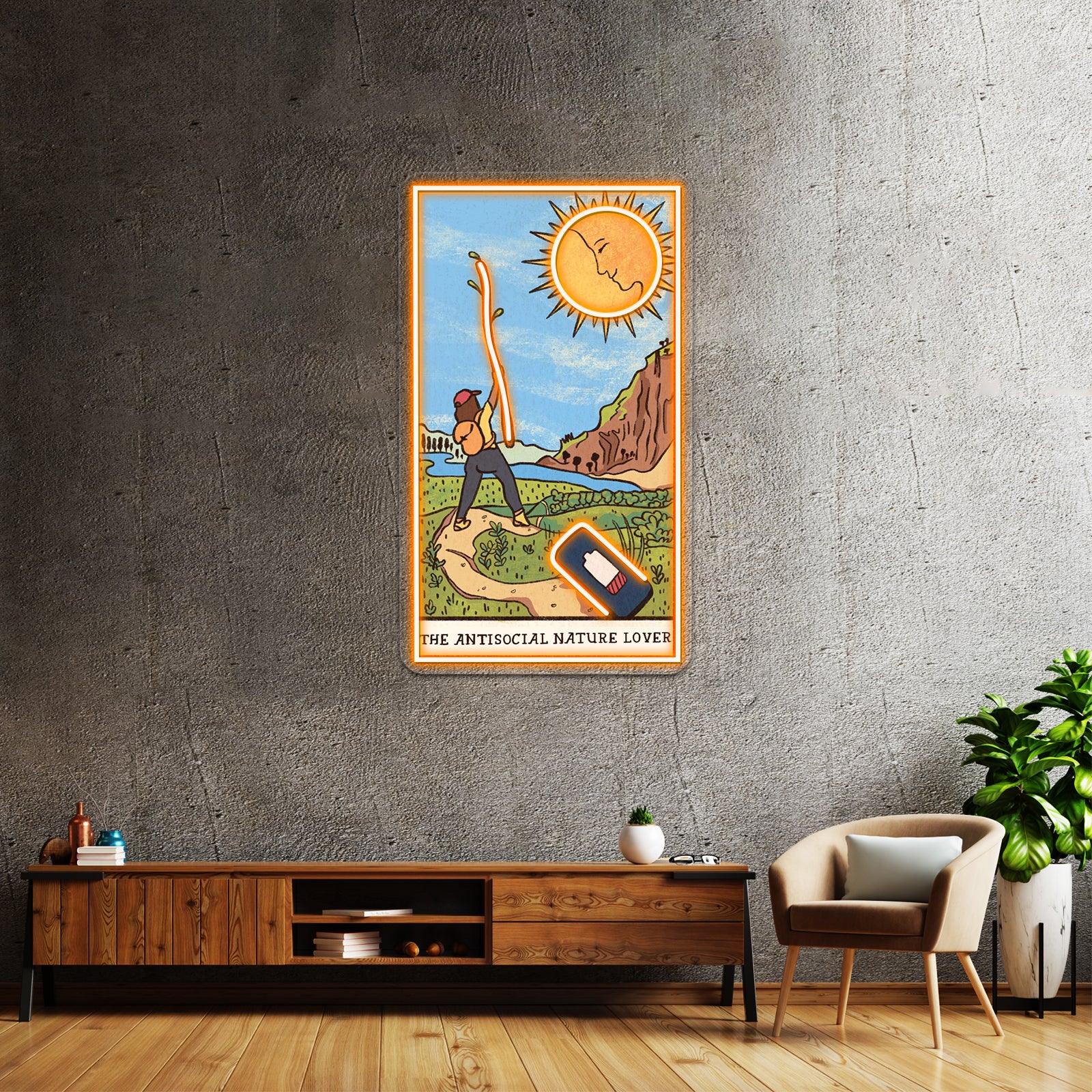 The Anti Social Nature Lover Tarot Card Neon Sign Artwork For Neon Bar Signs | Shineneon