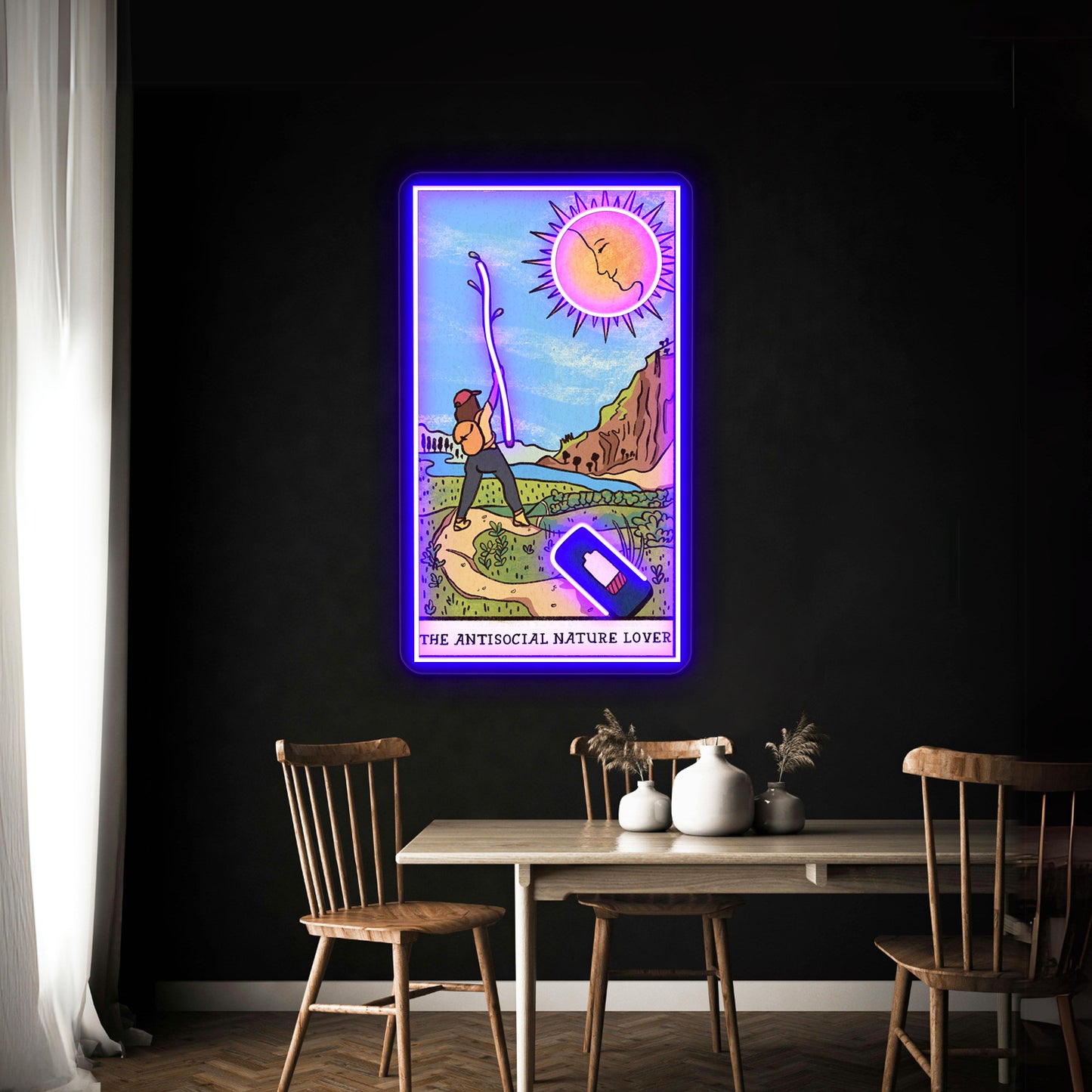 The Anti Social Nature Lover Tarot Card Neon Sign Artwork For Neon Bar Signs